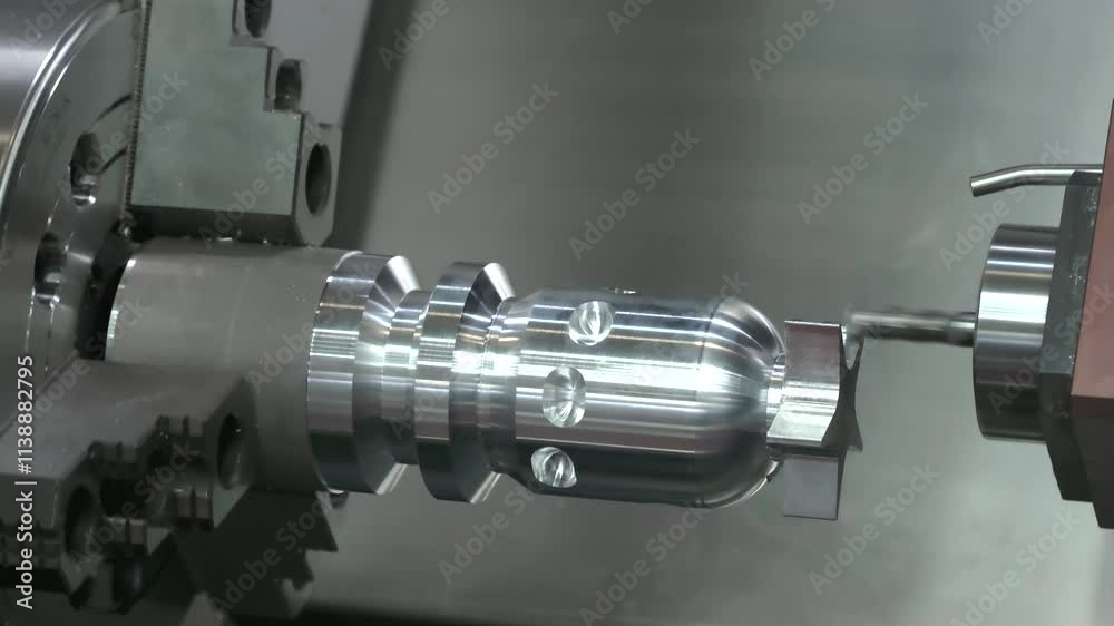 Poster the milling process on cnc milling machine. the metal working concept on the milling machine.