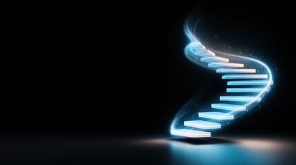 A glowing spiral staircase symbolizing progress and innovation.