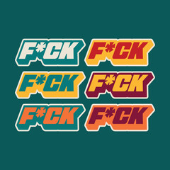 F word F uck stickers badge patch, logo Vector illustration