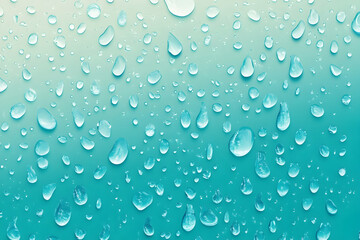 Droplets cluster on a turquoise surface, capturing the calm of a fresh morning
