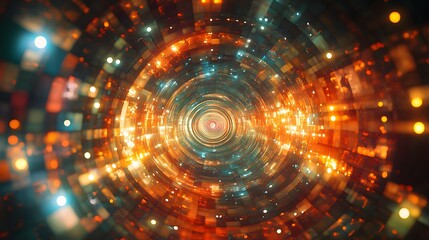 Abstract swirling lights tunnel vibrant colors