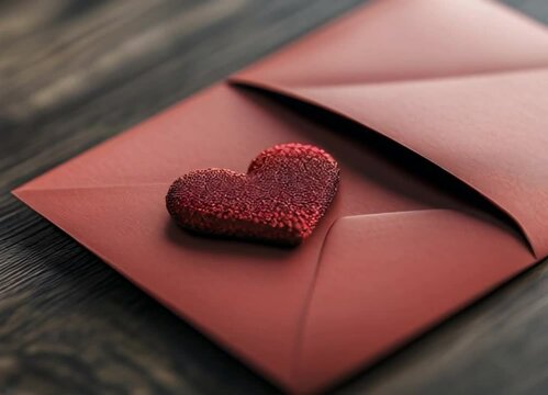 red hearts pop out of a red holiday envelope. Valentine's Day Content