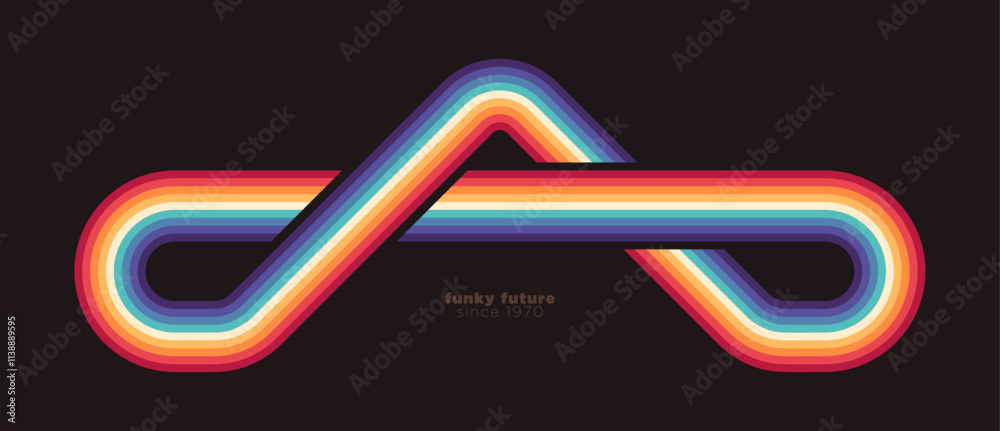 Wall mural a simple abstract retro design in the 1980's style with colorful lines. vector illustration.