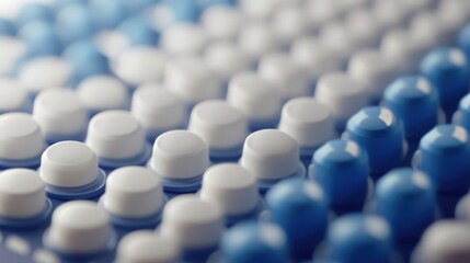 Fototapeta premium Close-Up of Blue and White Pills Arranged in a Pattern