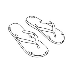 Rubber flip flops. Slippers for women. Thin line illustration