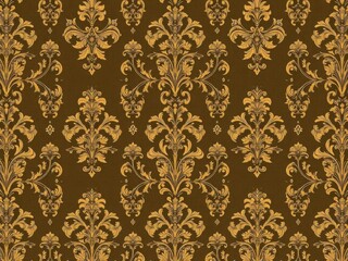 Elegant and intricate damask seamless pattern in shades of gold and cream, fabric, luxury, elegant