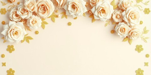 Naklejka premium Elegant and sophisticated bright gold vintage floral pattern for luxury wedding decorations, elegant, wedding, background