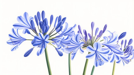 Obraz premium Agapanthus featuring striking blue blooms. Blooming. Illustration