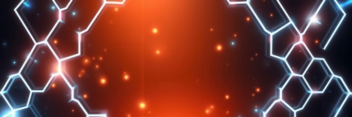 Hexagonal abstract metal background with shimmering light rays, metallic, industrial