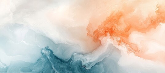 Obraz premium Elegant marbled texture featuring soft pink, coral, and cream swirls for versatile background use