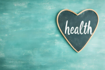 Heart-shaped chalkboard shows health, symbolizing wellness in a peaceful setting