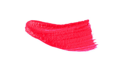 Stroke of beautiful lipstick isolated on white, top view