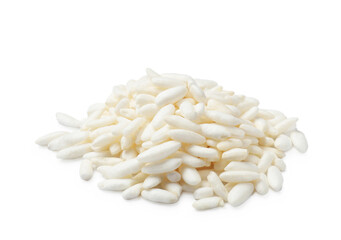 Heap of puffed rice isolated on white
