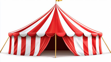Classic red and white striped circus tent with cheerful design, perfect for events