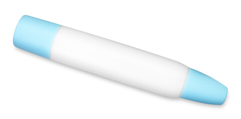 One glue stick isolated on white, top view