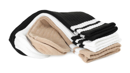 Pairs of soft socks isolated on white