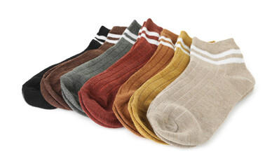 Pairs of soft socks isolated on white