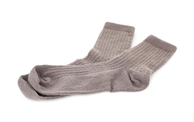 Pair of soft socks isolated on white