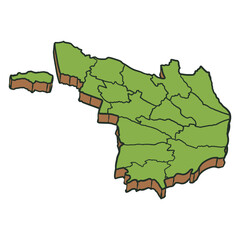 Karanganyar Regency Map Isometric