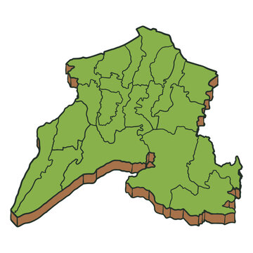 Kendal Regency Map Isometric