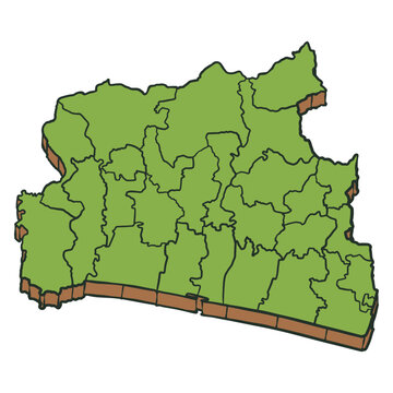 Kebumen Regency Map Isometric