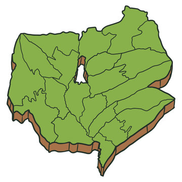 Magelang Regency Map Isometric