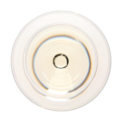 Wine in glass isolated on white, top view