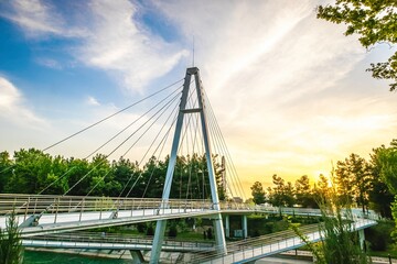 Beautiful urban bridge with interesting architecture