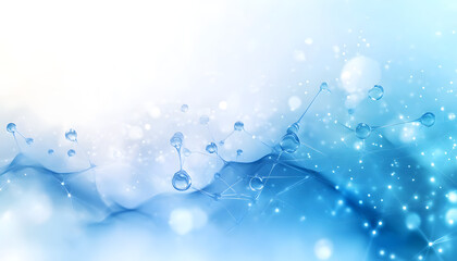 White and light blue medical abstract gradient background with molecules. web banner. Medical background in white and light blue gradient with molecular design.Science, technology and medical concept.