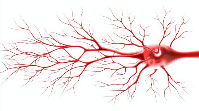 Neuron structure with branching pathway, asymmetrical connections, electric pulse transmission