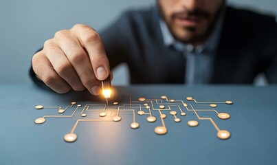 Businessman illustrating hacking concepts in a dynamic environment