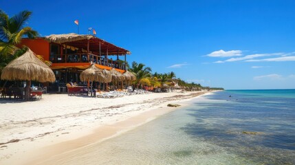 Obraz premium Beachfront Restaurant, Tropical Paradise