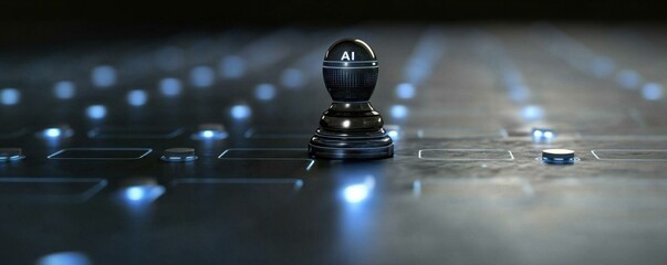 Ai-driven business strategy digital landscape futuristic illustration