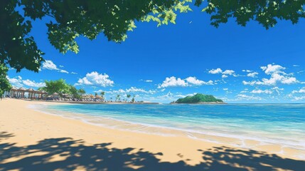 Tranquil Beach Scene, Summer Vibes