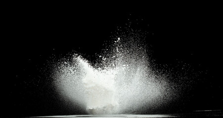 Tapioca starch flour fly explosion, White powder tapioca starch fall down in air. Seasoning flour...