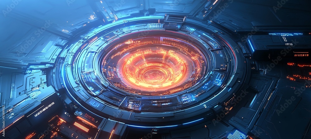 Poster futuristic core 3d render of artificial intelligence in an advanced technological environment