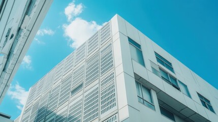Fototapeta premium Modern white building against blue sky.