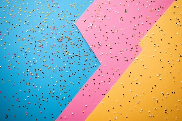 Colorful confetti on vibrant background.