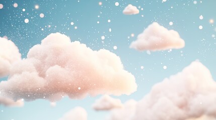 Soft Fluffy Clouds in a Blue Sky with Glittering Dust Particles