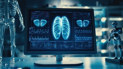 Advanced medical imaging technologies hospital laboratory visual data display clinical environment analytical perspective