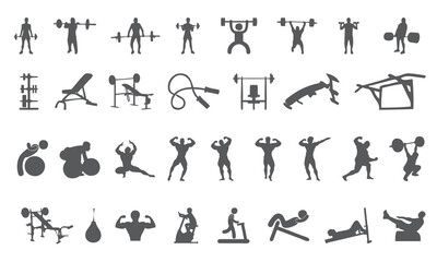 Gym icon bundle. Fitness icon collection