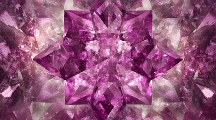 Amethyst Crystal Cluster Symmetrical Geometric Pattern