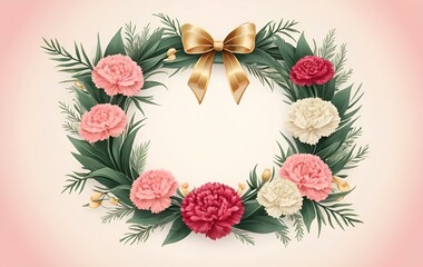 Carnation flower fringes, wreaths, anniversaries, events, banners, plants, flowers, ribbons, cards, templates