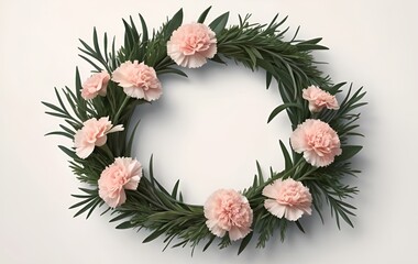 Fototapeta premium Carnation flower fringes, wreaths, anniversaries, events, banners, plants, flowers, ribbons, cards, templates