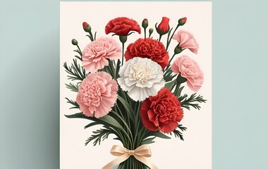 Obraz premium Carnation flower fringes, anniversaries, events, banners, plants, flowers, ribbons, cards, templates