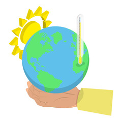 3D Isometric Flat Vector Illustration of Climate Change, Global Warming. Item 4