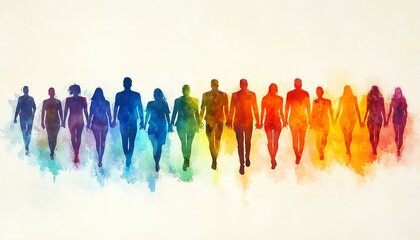 Obraz premium A dynamic group of diverse individuals creating a human silhouette