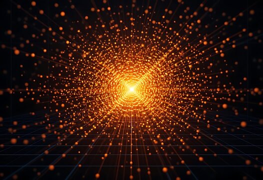 A scatter plot design with glowing points on a grid pattern