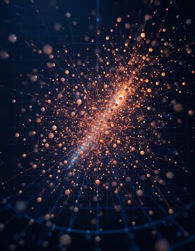 A scatter plot design with glowing points on a grid pattern