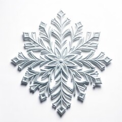 Detailed Silver Snowflake Design on White Background